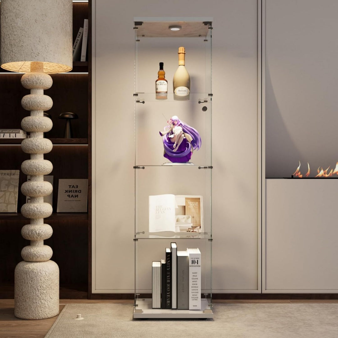 Vitrine marron avec 1 porte et 4 etageres