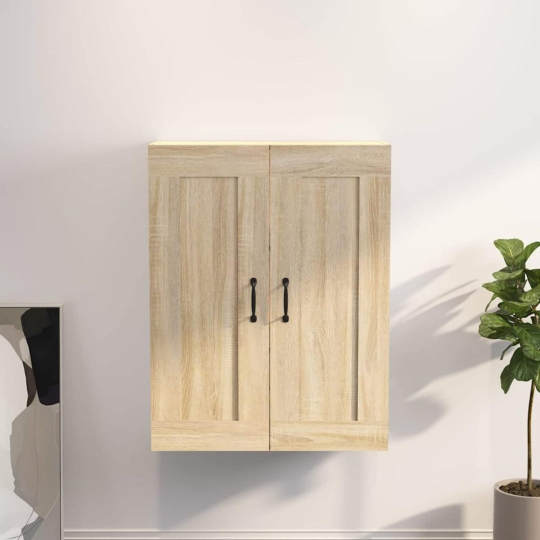 Armoire suspendue design moderne, teinte gris clair finition hevea