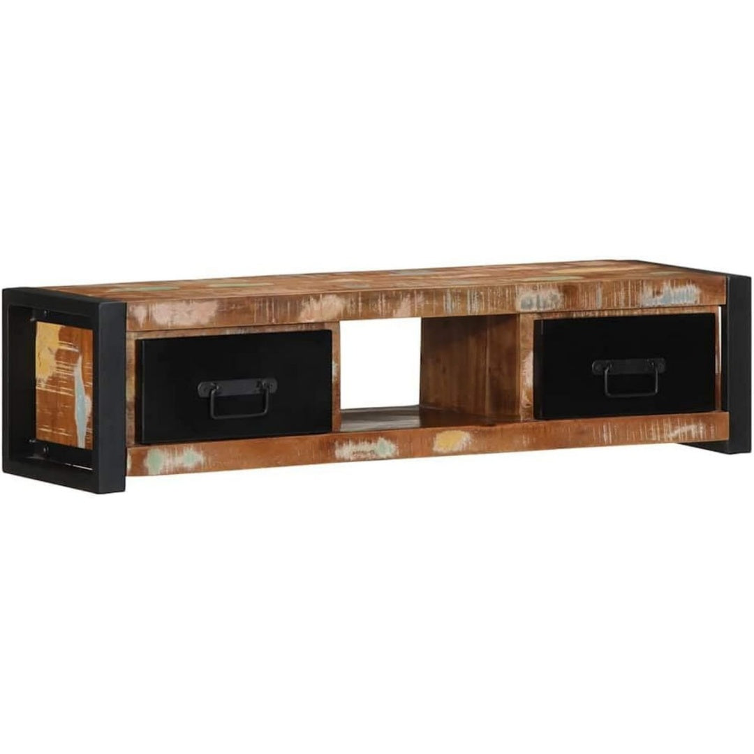 Astucieux meuble TV marron 2 tiroirs