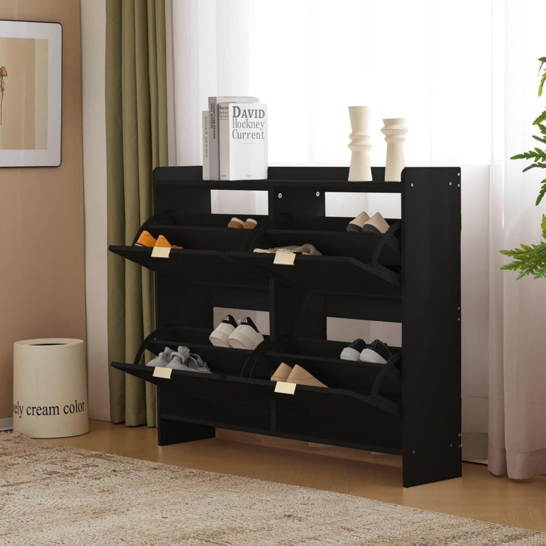 elegante armoire a chaussures en MDF marron pour interieur