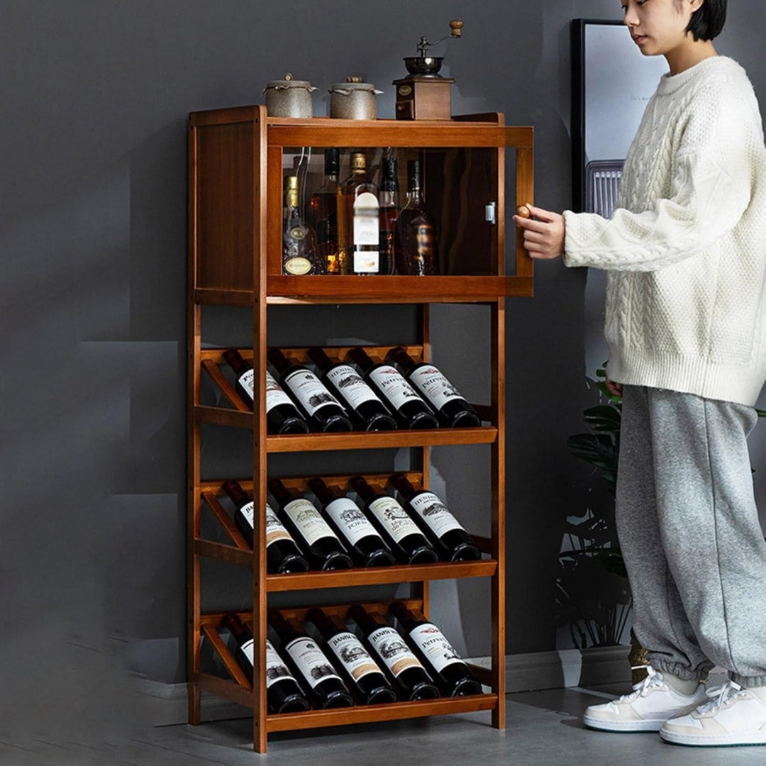 Meuble de rangement cave a vin integree gris fonce