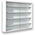 Armoire vitree gris clair 80 cm, 5 etageres et a 2 portes