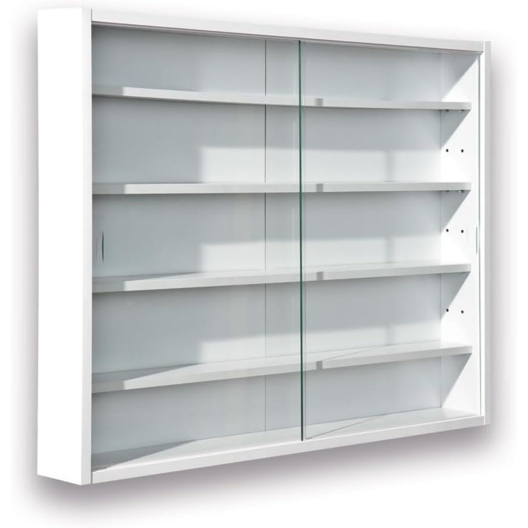 Armoire vitree gris clair 80 cm, 5 etageres et a 2 portes
