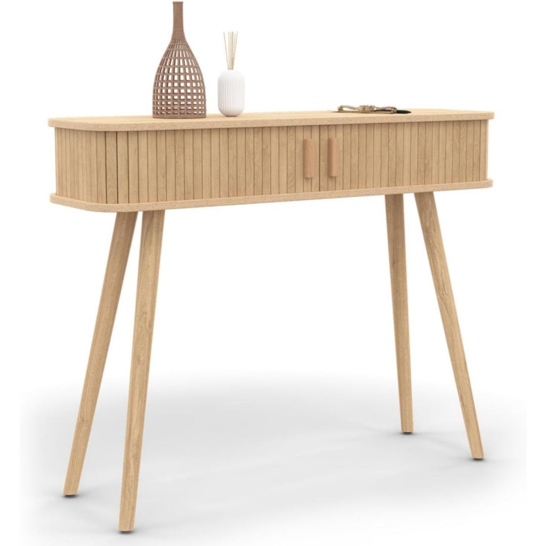 Console beige, bois, 100 x 30 x 80