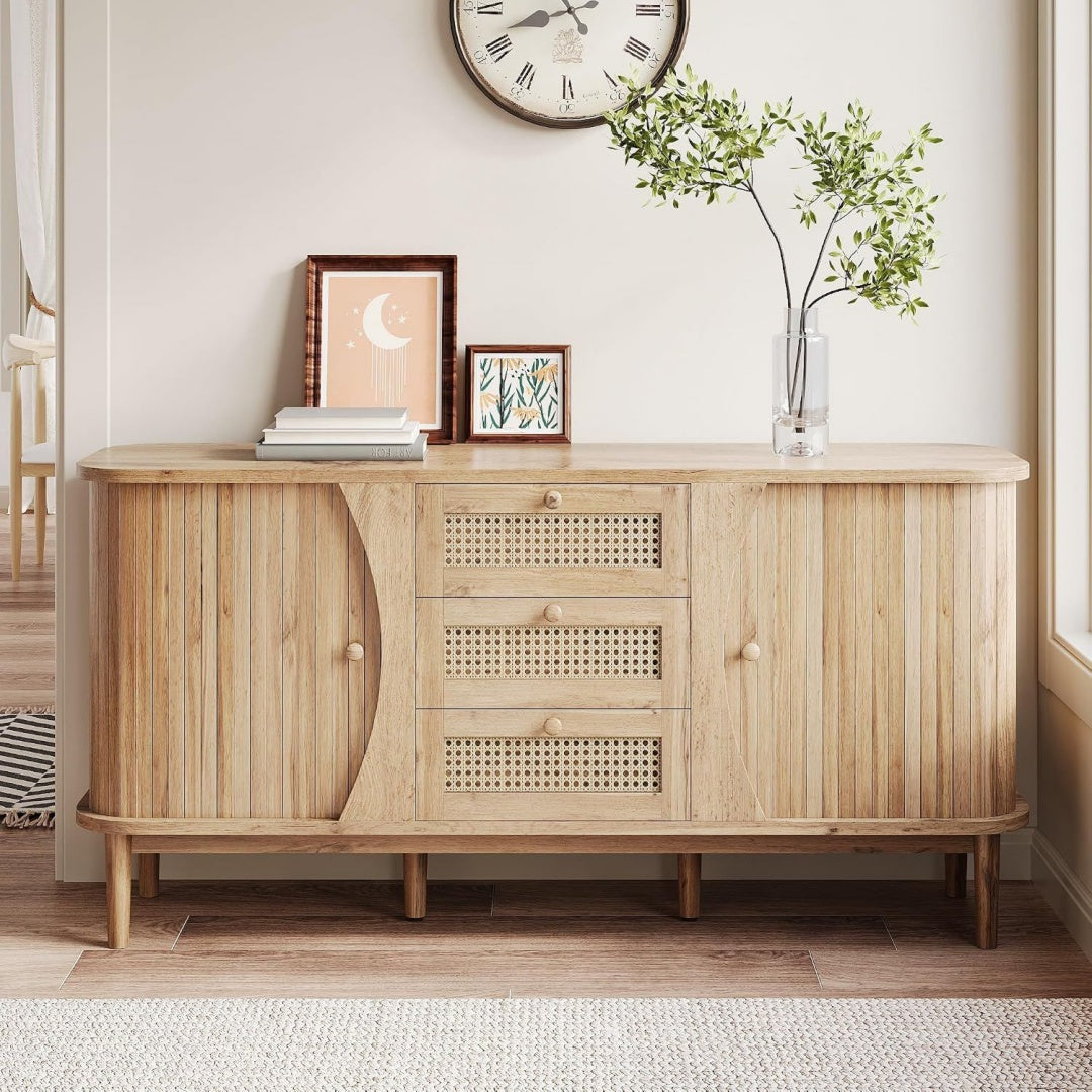 Vaisselier beige 140, 5 x 40 x 76 cm, avec prises USB