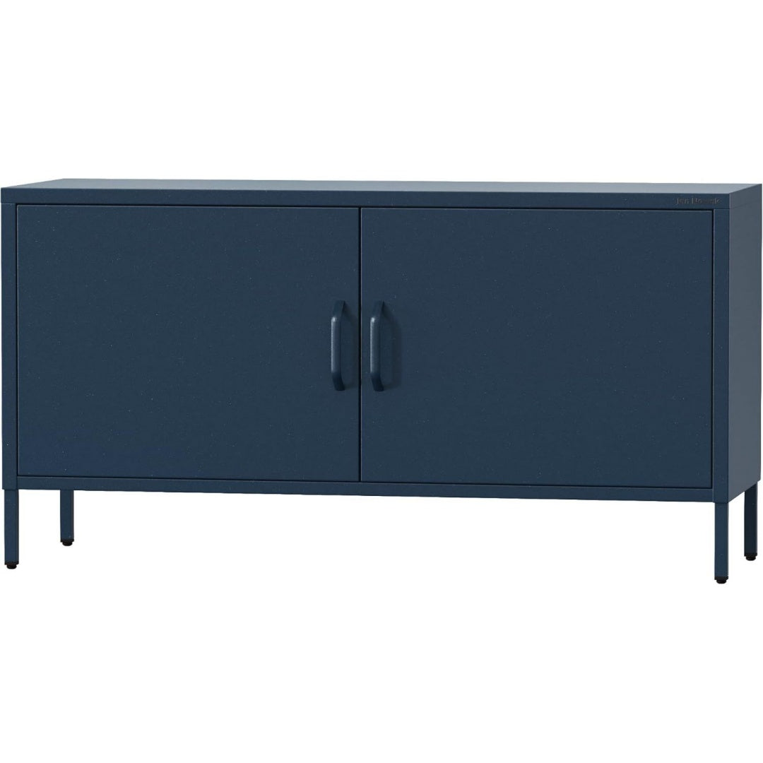 Meuble TV bleu fonce en hevea avec deux portes