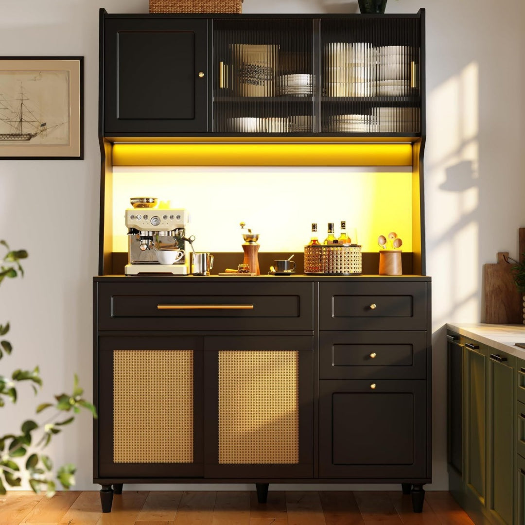 Buffet large 195.5 cm de haut decor chene noir