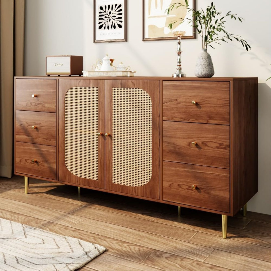 Buffet en rotin teinte marron